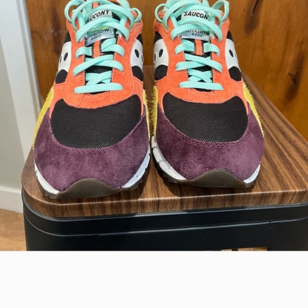 Saucony Multicolor Suede & Mesh Sneakers with Teal Laces - Picture 2 of 4